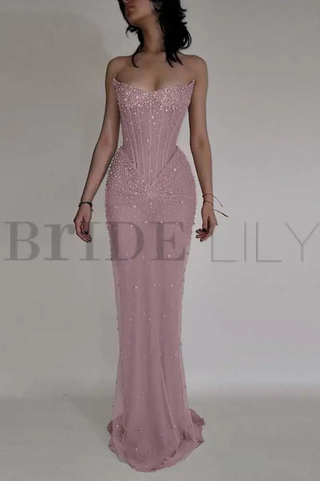 Luxurious Mermaid Crystal Beaded Embroidered Corset Prom Dress