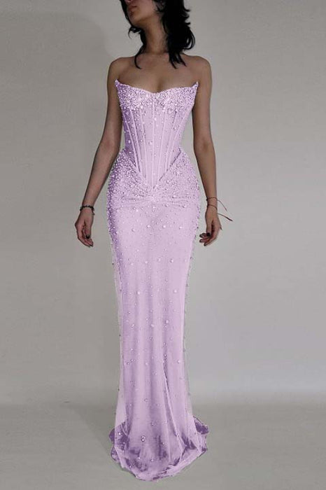 Luxurious Mermaid Crystal Beaded Embroidered Corset Prom Dress
