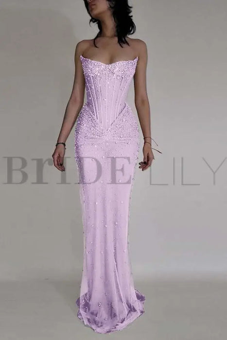 Luxurious Mermaid Crystal Beaded Embroidered Corset Prom Dress