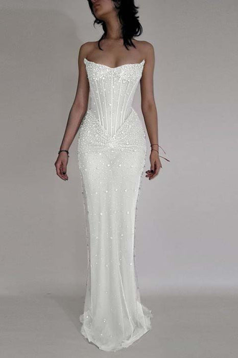 Luxurious Mermaid Crystal Beaded Embroidered Corset Prom Dress