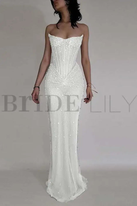 Luxurious Mermaid Crystal Beaded Embroidered Corset Prom Dress