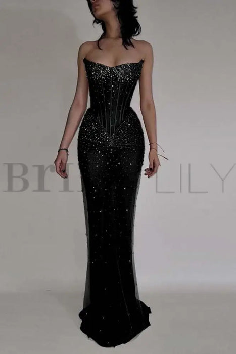 Luxurious Mermaid Crystal Beaded Embroidered Corset Prom Dress
