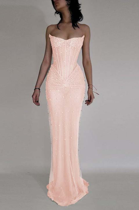 Luxurious Mermaid Crystal Beaded Embroidered Corset Prom Dress