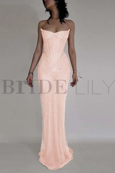 Luxurious Mermaid Crystal Beaded Embroidered Corset Prom Dress