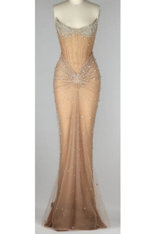 Luxurious Mermaid Crystal Beaded Hand-Embroidered Corset Prom Dress