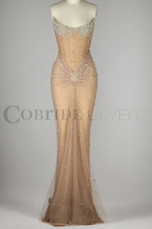 Luxurious Mermaid Crystal Beaded Embroidered Corset Prom Dress