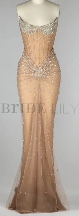Luxurious Mermaid Crystal Beaded Hand-Embroidered Corset Prom Dress