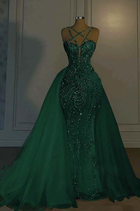 Luxurious Mermaid Wedding Dress Glitter with Sweep Train Spaghetti Straps Bridal Gown - Wedding Dresses