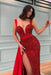 Luxurious Red Sequin Slip Prom Dress Sleeveless