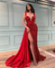 Luxurious Red Sequin Slip Prom Dress Sleeveless