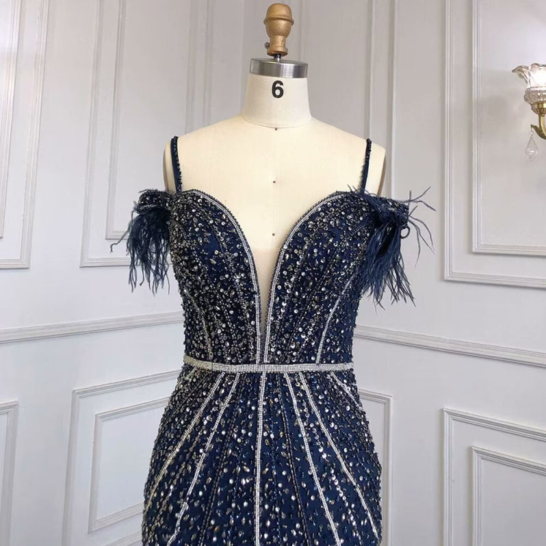 Eclipse Gown - Royal Blue - V-Neck Sequin Dress
