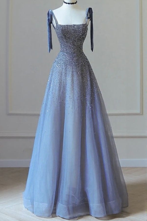 Luxurious Spaghetti-Strap Tulle A-Line Mermaid Prom Dress