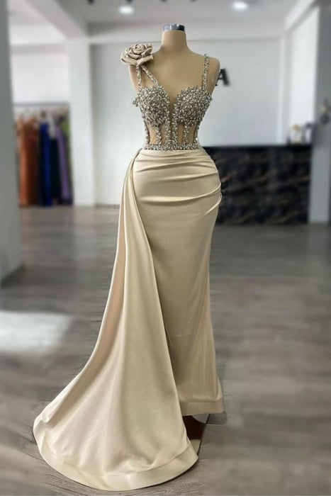 Luxury Glitter Rinstones Mermaid Prom Dresses Sleeveless with Sweep Train - Prom Dresses