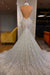 Luxury Halter Beadings Pearls Mermaid Evening Gown with Chapel Train