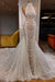 Luxury Halter Beadings Pearls Mermaid Evening Gown with Chapel Train