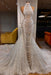 Luxury Halter Beadings Pearls Mermaid Evening Gown with Chapel Train