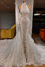 Luxury Halter Beadings Pearls Mermaid Evening Gown with Chapel Train