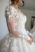 Long Sleeves Floral Lace Bridal Gown V-Neck Wedding Dress