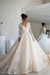 Long Sleeves Floral Lace Bridal Gown V-Neck Wedding Dress