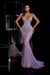 Lavender Long Sleeveless V Neck Mermaid Prom Dress