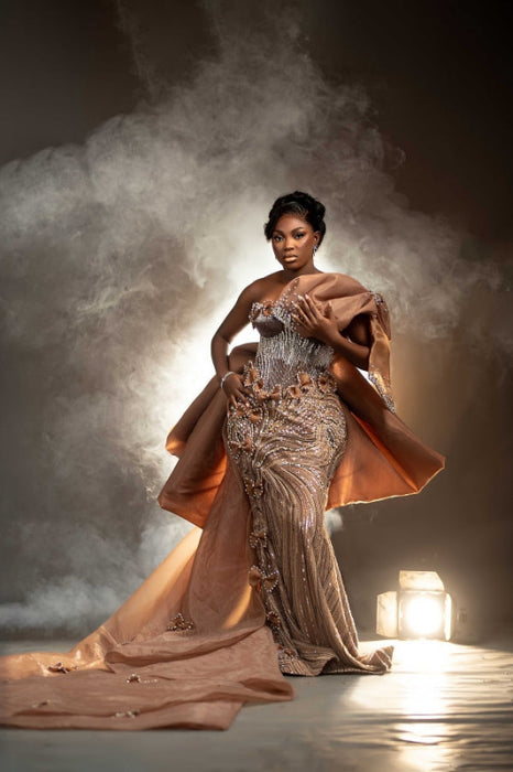 Luxury Mermaid Evening Gown Glitter Beadings Prom Dress with Train - Evening Dresses