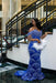 Luxury Off-the-Shoulder Sequins Prom Dress Mermaid Beadings Evening Gown with Tassels Royal Blue