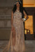 Luxury Strapless Beadings Side Split Evening Dress with Pearls