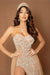 Luxury Strapless Beadings Side Split Evening Dress with Pearls