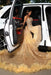Luxury Strapless Sequins Prom Dress Gold Mermaid Evening Gown with High Slit
