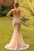 Luxury Strapless Champagne Mermaid Evening Dress with Crystals