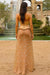 Luxury Strapless Gold Satin Long Evening Dress with Beadings
