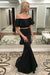 Marvelous Elegant Glorious Black Two Piece Off Shoulder Formal Long Mermaid Prom Dresses - Prom Dresses