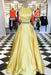 Marvelous Latest Yellow Satin Two Pieces Long Homecoming with Silver Beading Prom Dress - Prom Dresses