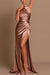 Mauve Halter Sleeveless Mermaid Prom Dress with High Slit