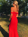 Maxi Off Shoulder Mermaid Long Red Prom Dresses with High Slit, Off Shoulder Red Formal Dresses, Mermaid Red Evening Dresses