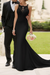 Black wedding dress simple mermaid bateau neck sleeveless lace appliqued traditional bridal dresses