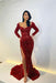 Mermaid Evening Dress with Split and Sequins Long Sleeves