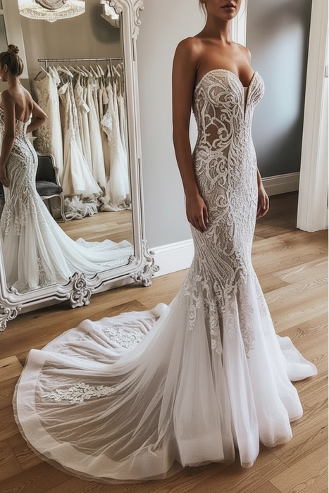 Mermaid Lace Sexy Sweetheart Wedding Dress - Wedding Dresses