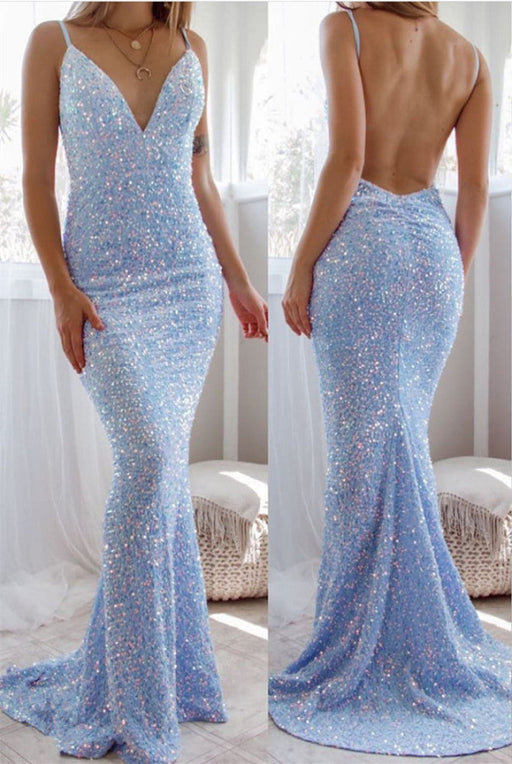 Mermaid Prom Dress with Sequins and Spaghetti Straps