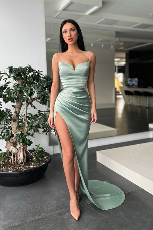 Mermaid Prom Dress With Slit and Spaghetti Straps