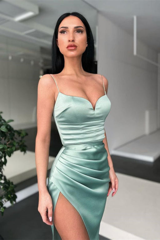 Mermaid Prom Dress With Slit Featuring Spaghetti Straps
