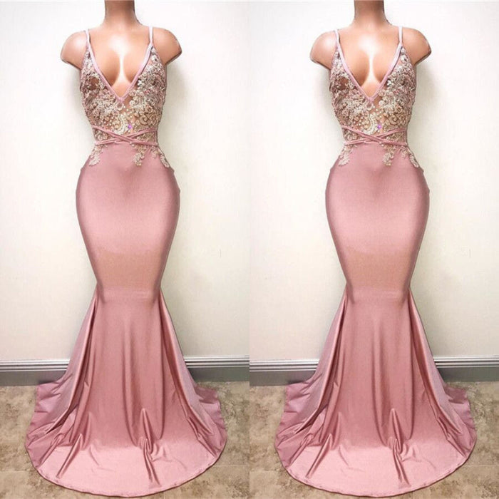 Mermaid Prom Gown with Delicate Lace Details and Spaghetti Straps