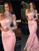 Trumpet/Mermaid Satin Applique One-Shoulder Long Sleeves Sweep/Brush Train Dresses - Prom Dresses