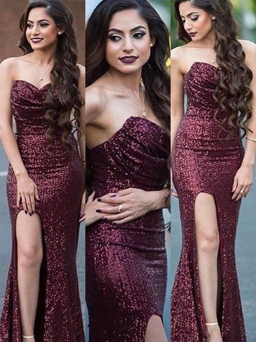 Bridelily Mermaid Sleeveless Sweetheart Sweep/Brush Train With Ruffles Sequins Dresses - Prom Dresses