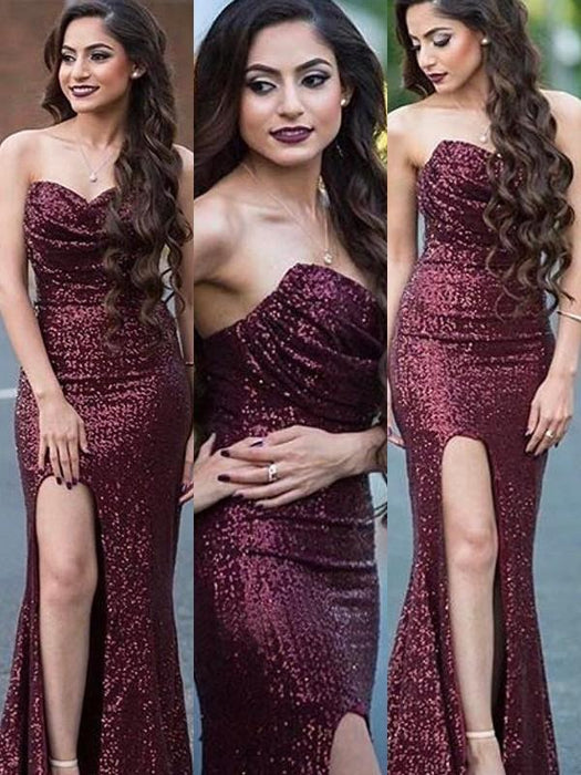 Bridelily Mermaid Sleeveless Sweetheart Sweep/Brush Train With Ruffles Sequins Dresses - Prom Dresses