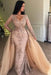Mermaid V-neck Long Sleeves Prom Dresses with Detachable Skirt Lace Appliques Party Dress - Prom Dresses