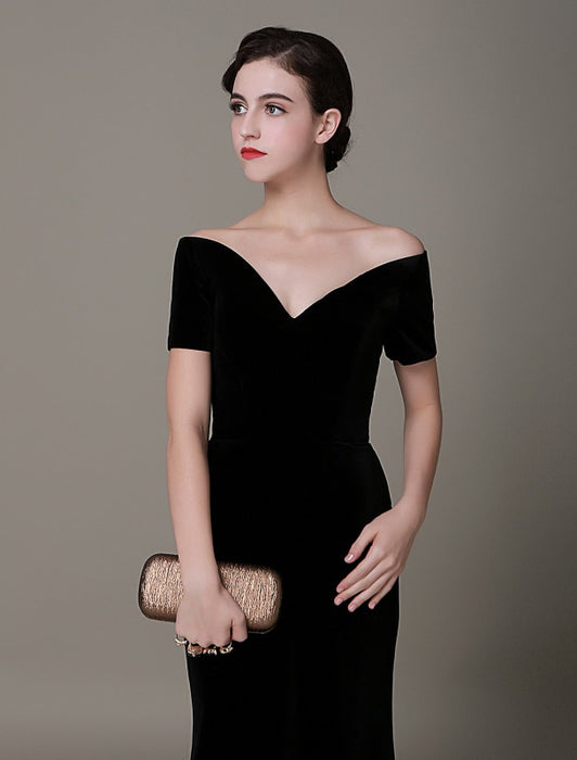 Black Prom Dresses 2021 Long Mermaid Velvet Evening Dress Vintage Lady Gaga Red Carpet Dress Milanoo wedding guest dress