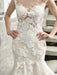 Wedding Dress Jewel Neck Sleeveless Natural Waist Lace Bridal Mermaid Dress With Train