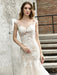 Wedding Dress Jewel Neck Sleeveless Natural Waist Lace Bridal Mermaid Dress With Train