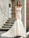 Wedding Dress Jewel Neck Sleeveless Natural Waist Lace Bridal Mermaid Dress With Train